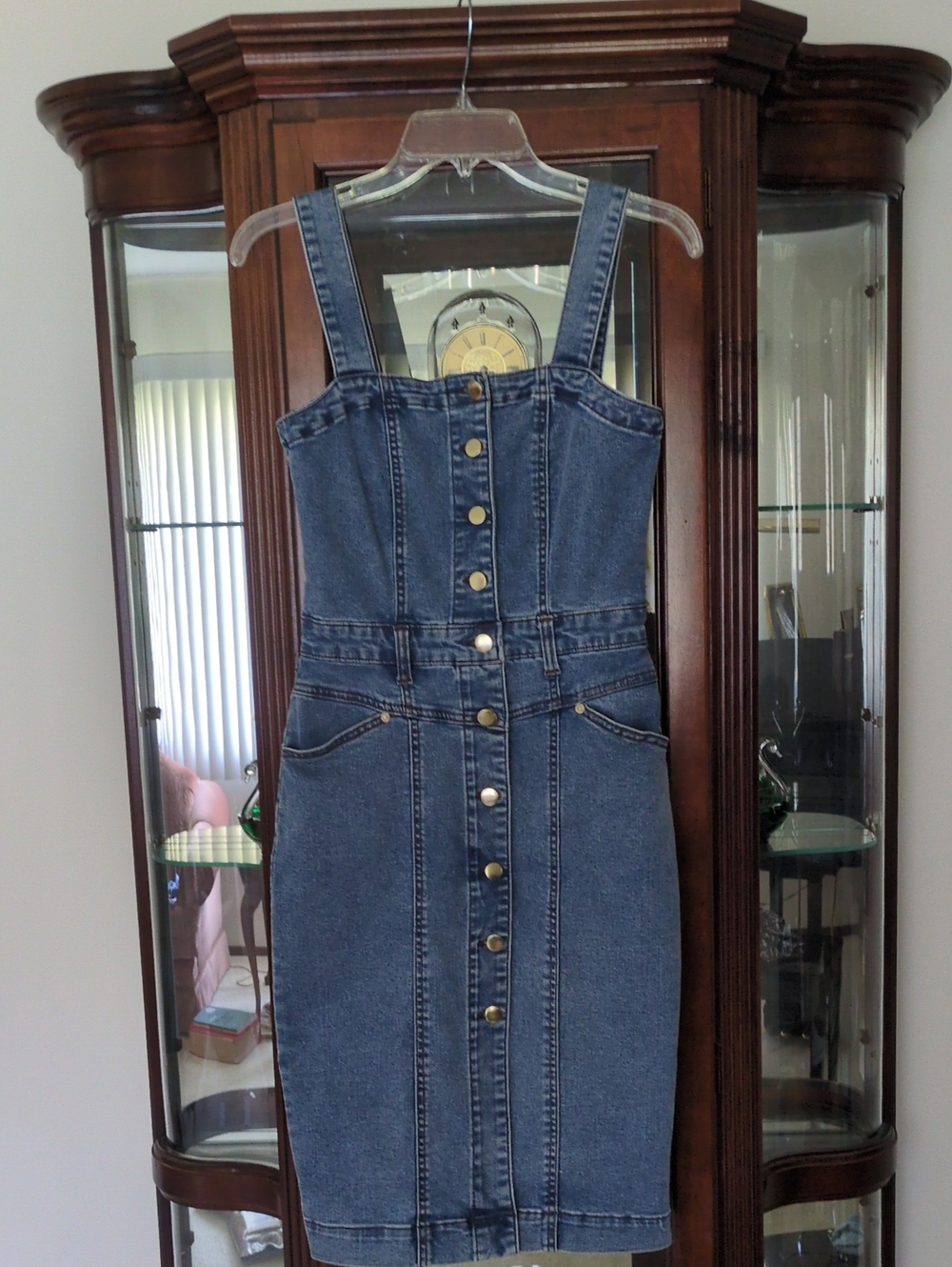 Express Blue Denim Button-Front Overall Dress 108.00 msrp